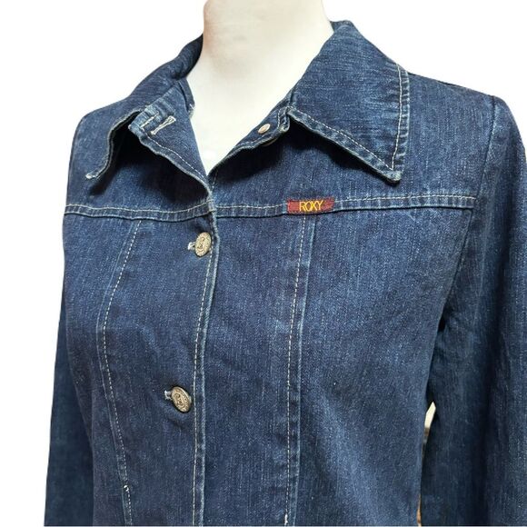 Roxy Jean Jacket with Embroidered Flowers | Vintage |Sz. S | EUC - Picture 4 of 9